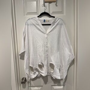 White Cut-out Button-Front Top